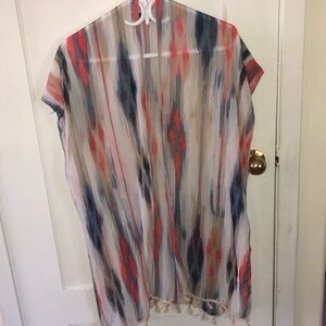 LVS Collections sheer pinky blue lightweight wrap with embellishments- one size